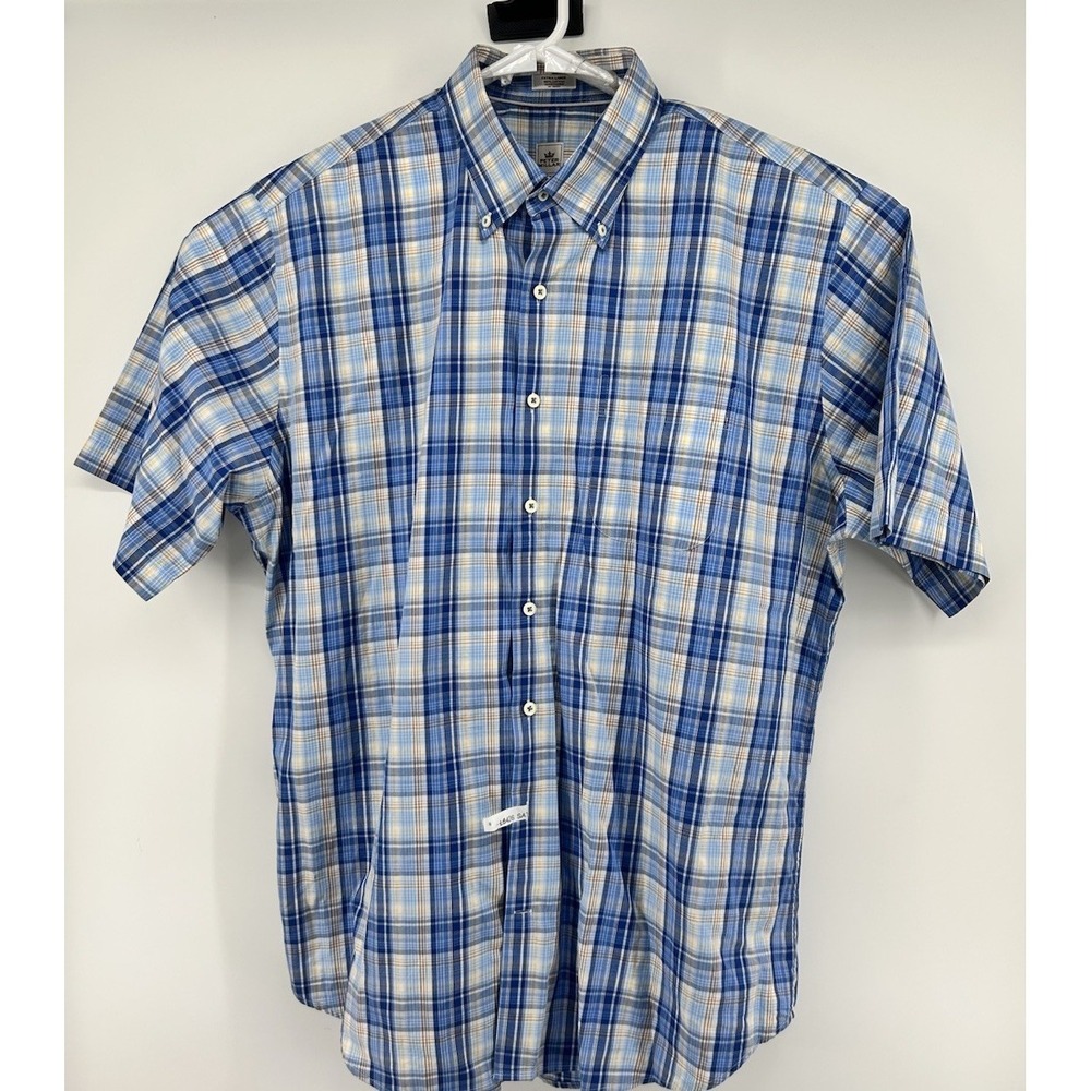 Peter Millar Short Sleeve Button Down Shirt Cotton‎ Blue Multicolored Men's XL